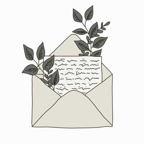 envelope with letter and pretty flowers inside